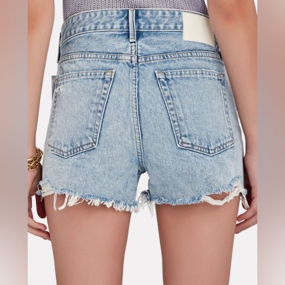 GRLFRND Helena Newport Blue Distressed High Rise Cut-Off Denim Shorts NWT Sz 28 - Picture 2 of 12